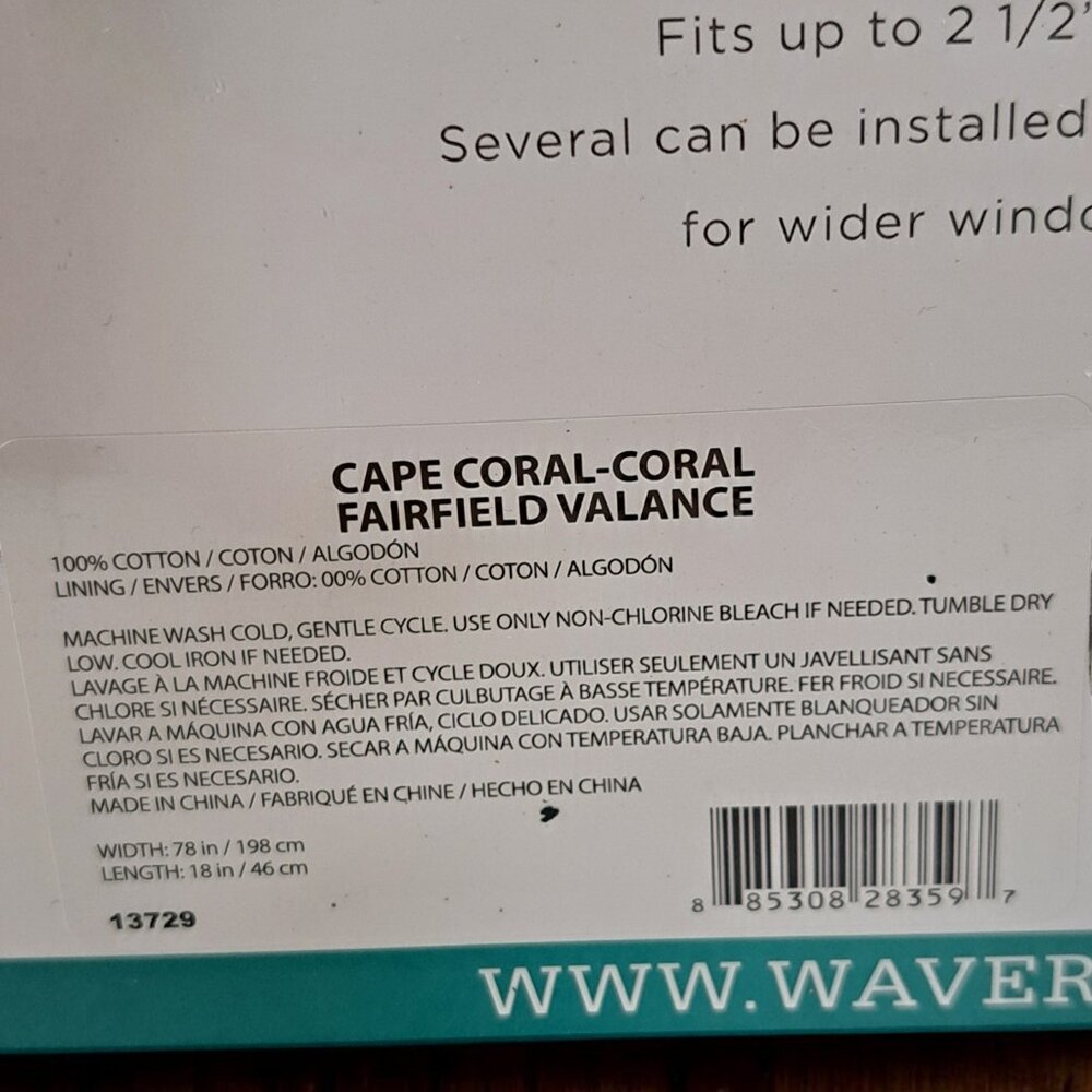 Waverly Cape Coral Fairfield Valance Peach Floral Scalloped Lightweight 78 x 18" - Picture 7 of 10